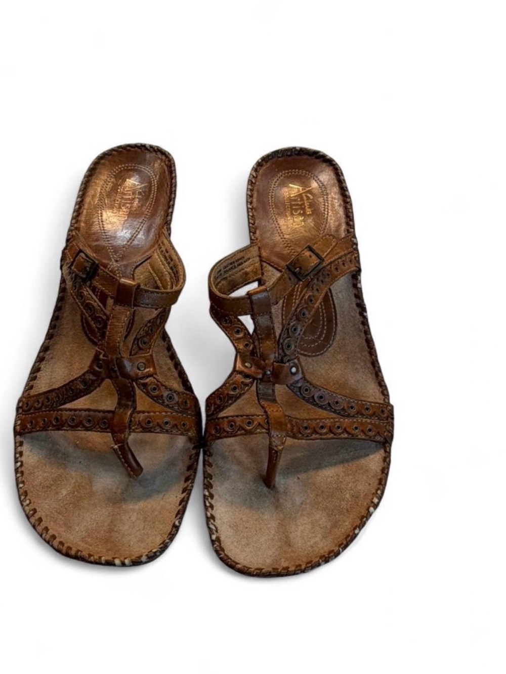 Clarks Brown Leather Strappy Thong Sandals